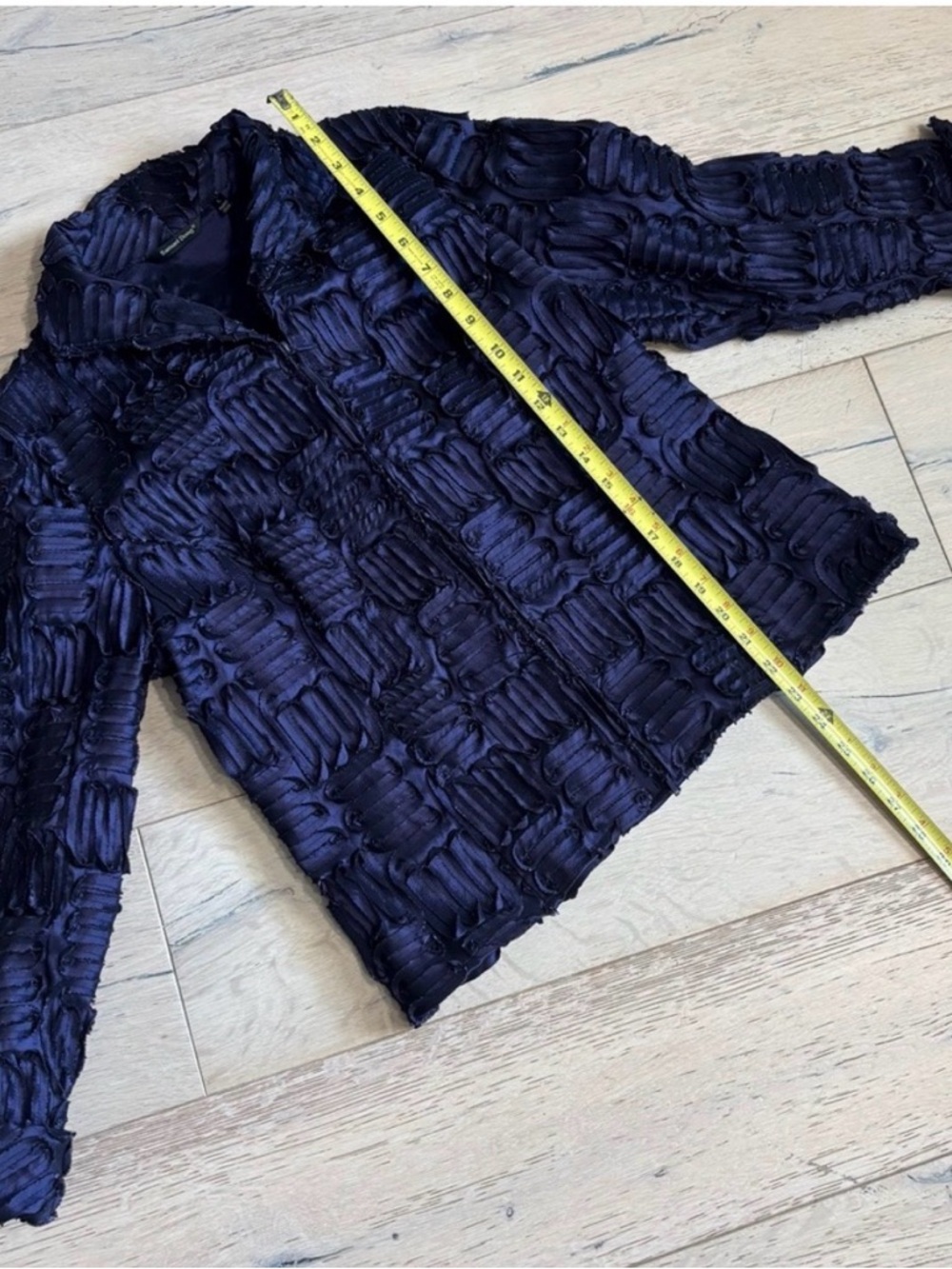 Samuel Dong Lagenlook 3D Ribbon Texture Jacket Avant Garde Purple Navy Large MOG - Picture 6 of 13